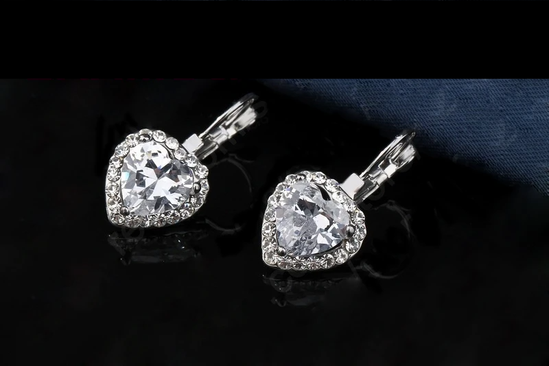 Bridal Wedding Heart Austrian Crystal Necklaces Earrings Set