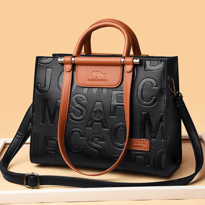 PU Leather Color Matching Shoulder Bag