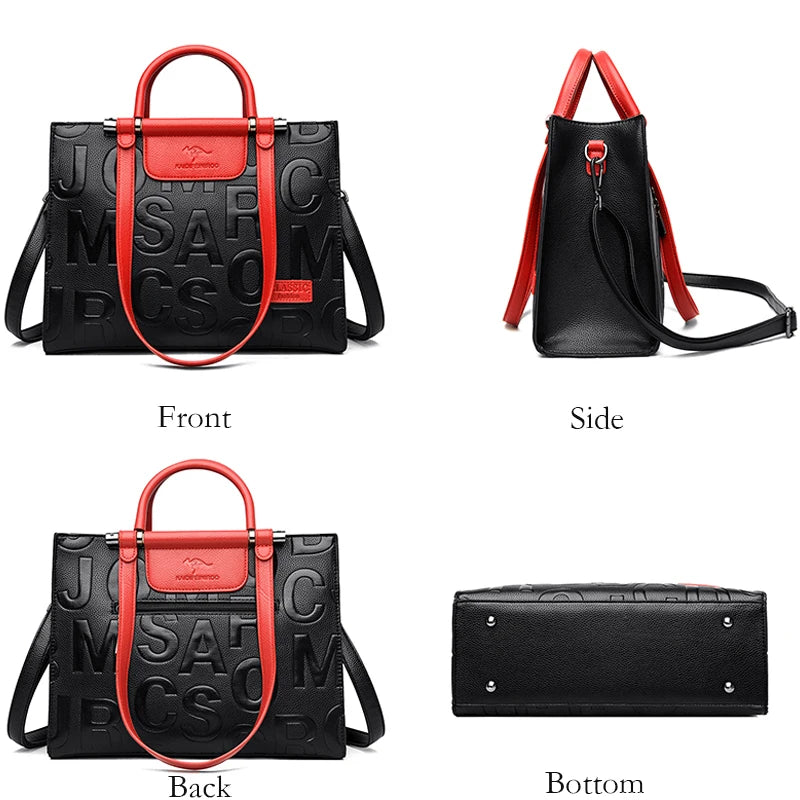 PU Leather Color Matching Shoulder Bag