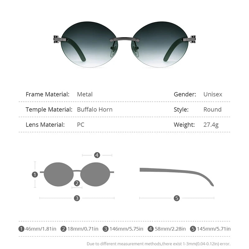 Rimless Round Buffs Sunglasses