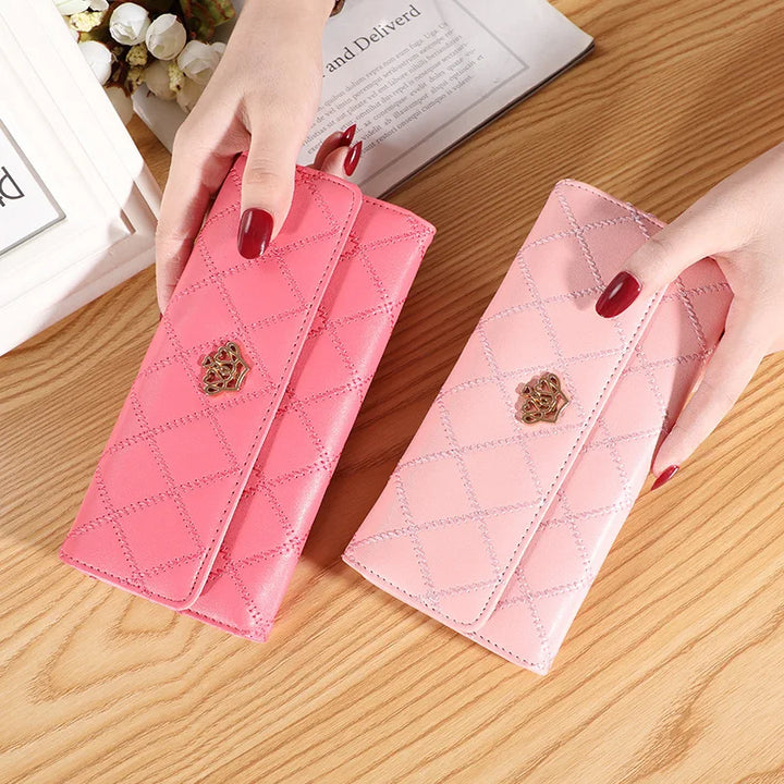 Lady Clutch Leather Plaid Wallets