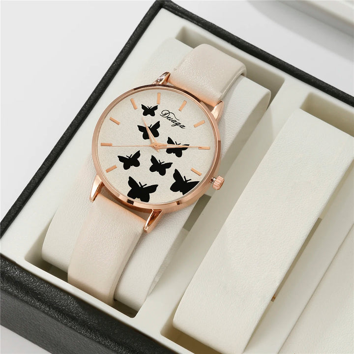 5pcs Set Leather Band Watch