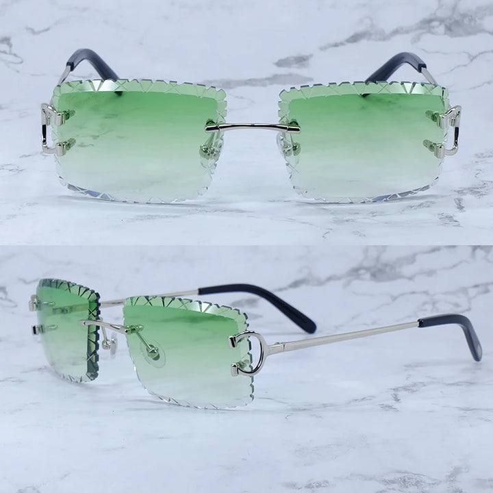 Diamond Cut Rimless Sunglasses