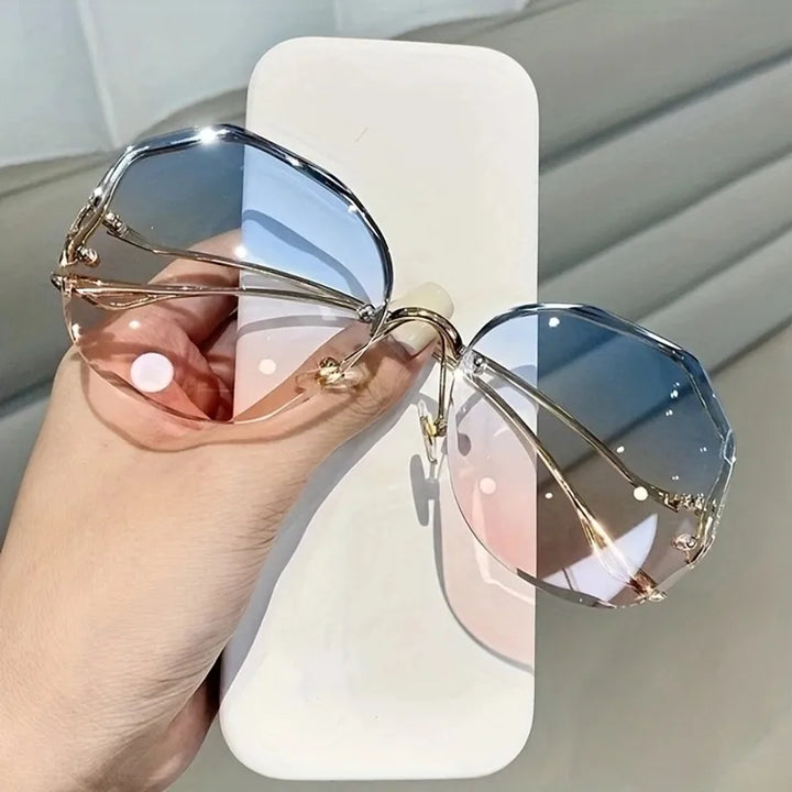 Rimless Polygon Big Frame Sun Glasses