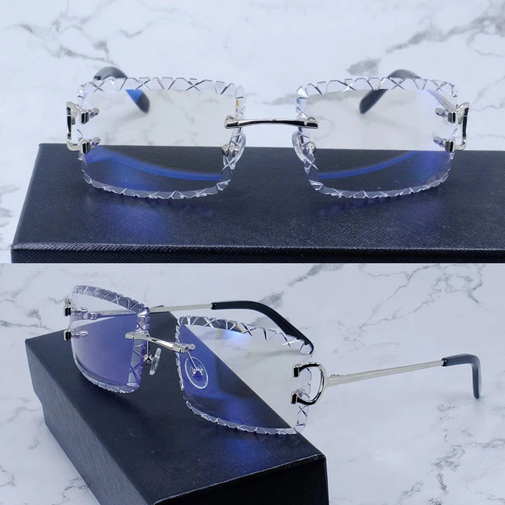 Diamond Cut Rimless Sunglasses