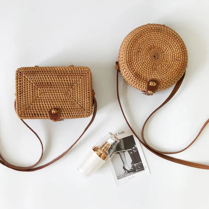 Square Round Straw Handbags