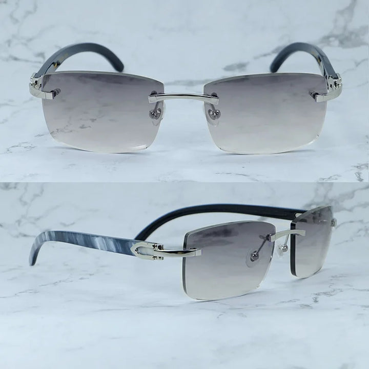 Rimless Square Buffs Vintage Sunglasses