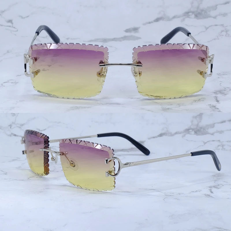 Diamond Cut Rimless Sunglasses