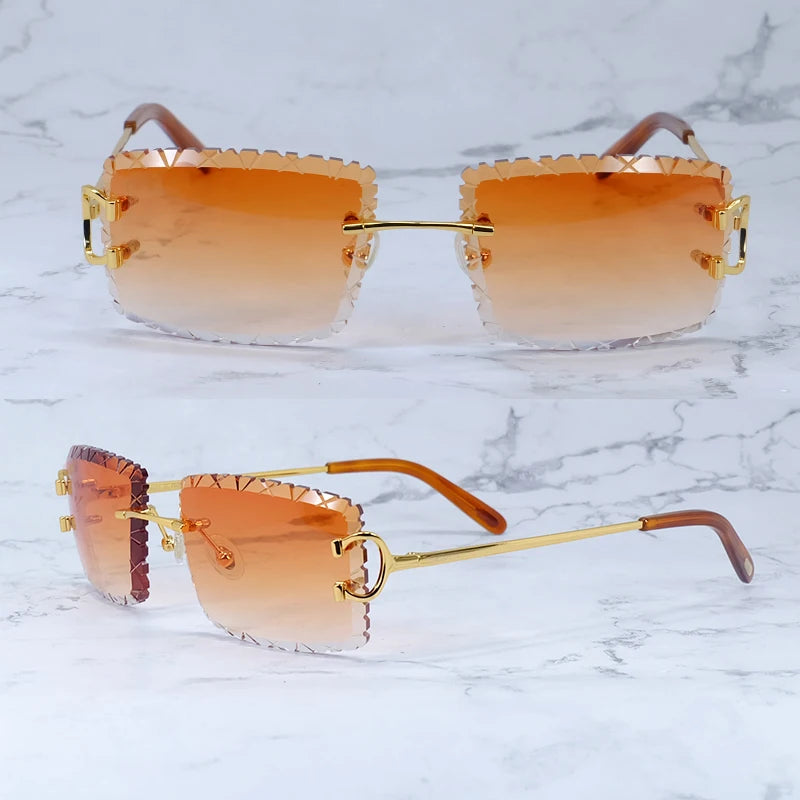 Diamond Cut Rimless Sunglasses