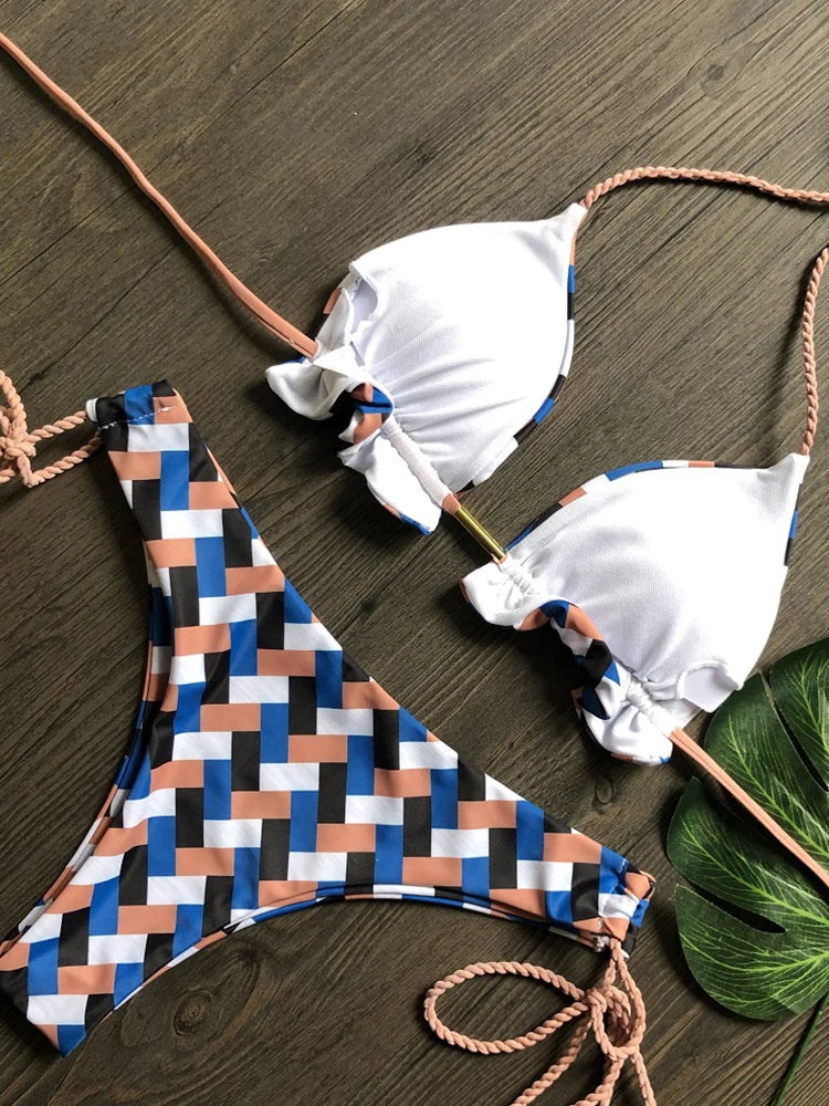 Striped Bikini Knotted Swimsuit