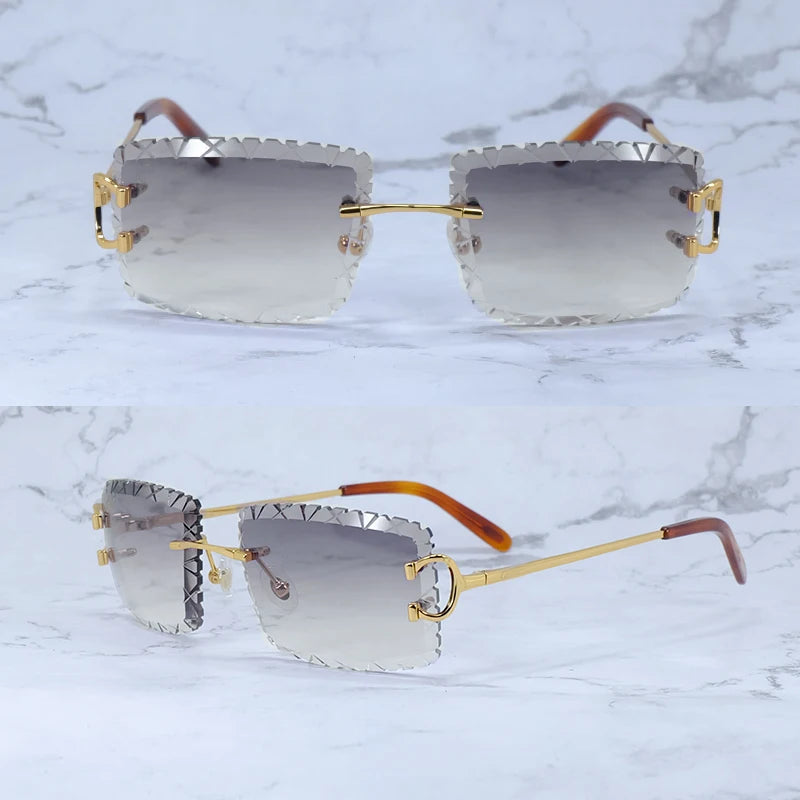 Diamond Cut Rimless Sunglasses