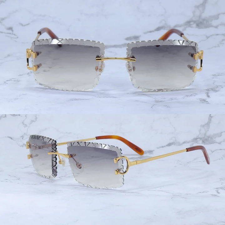 Diamond Cut Rimless Sunglasses