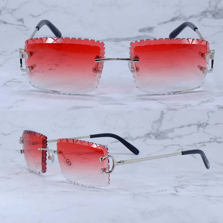 Diamond Cut Rimless Sunglasses