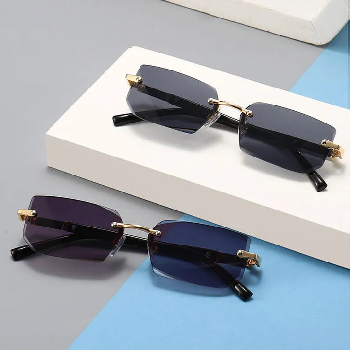 Rimless  Classic Small Square Sun Glasses