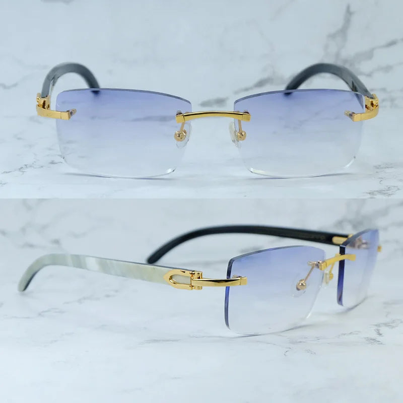 Rimless Square Buffs Vintage Sunglasses