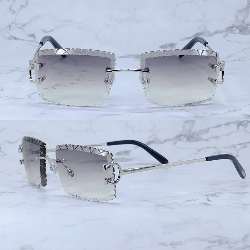 Diamond Cut Rimless Sunglasses