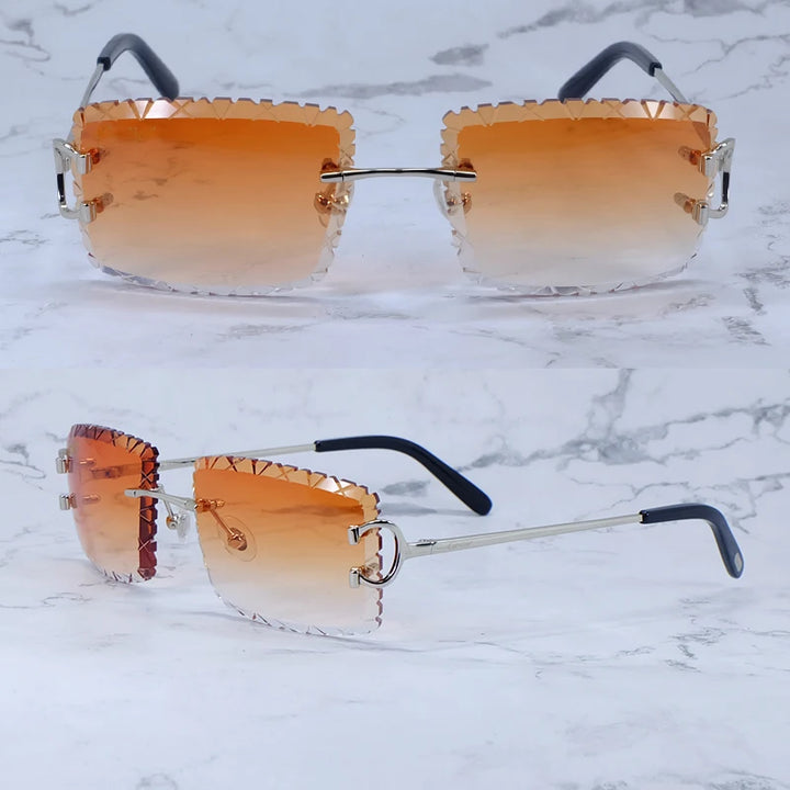 Diamond Cut Rimless Sunglasses