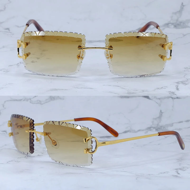 Diamond Cut Rimless Sunglasses