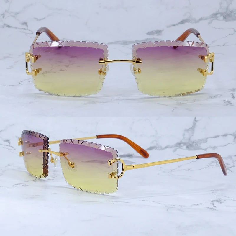 Diamond Cut Rimless Sunglasses