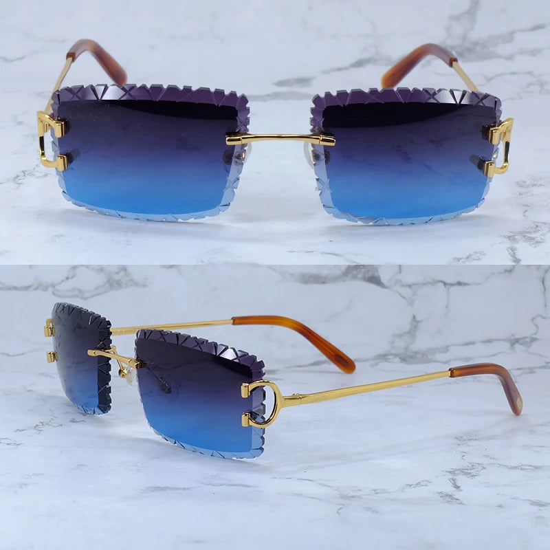 Diamond Cut Rimless Sunglasses