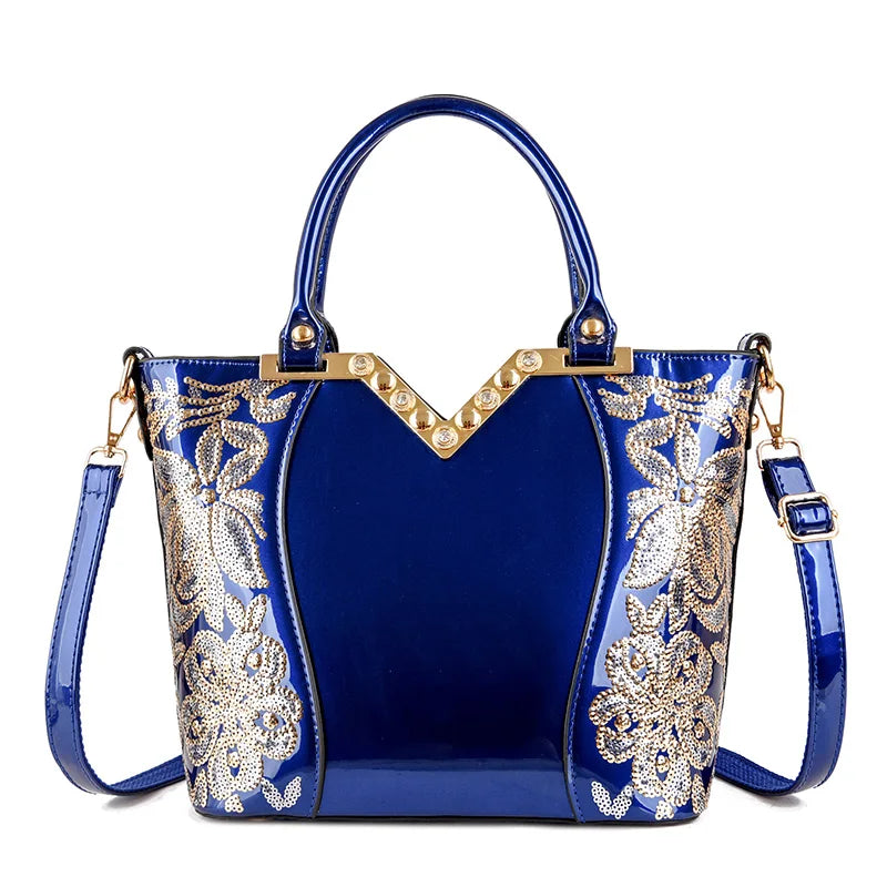 Leather Flower Embroidery Handbag