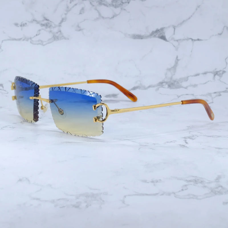 Diamond Cut Rimless Sunglasses