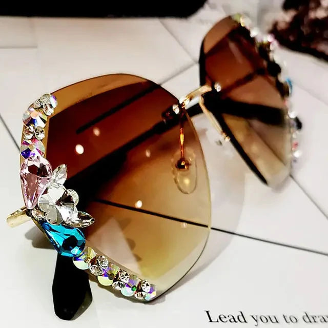 Vintage Rimless Rhinestone Sunglasses