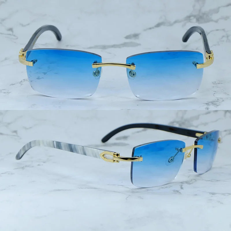 Rimless Square Buffs Vintage Sunglasses