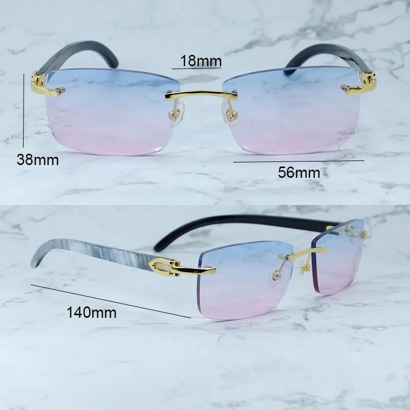 Rimless Square Buffs Vintage Sunglasses