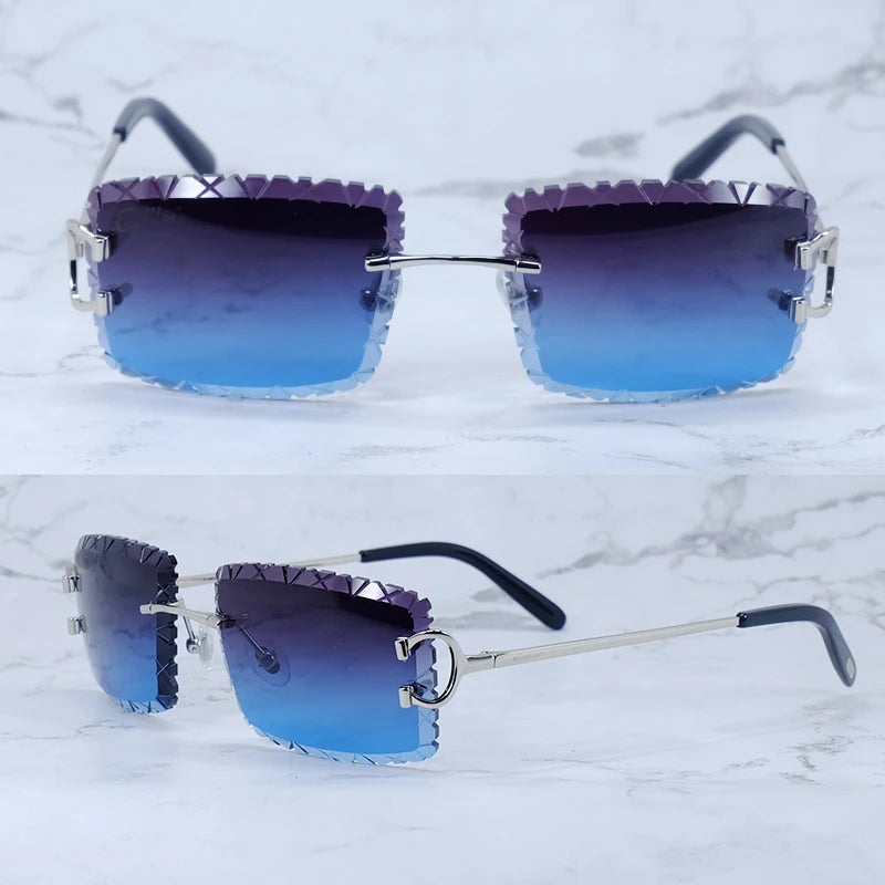 Diamond Cut Rimless Sunglasses