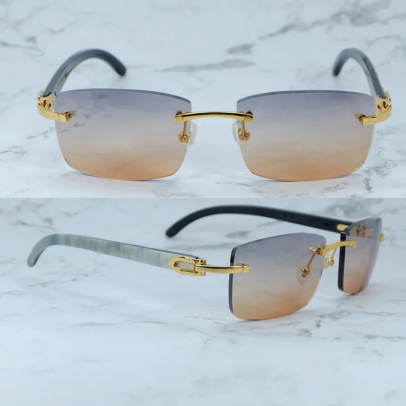 Rimless Square Buffs Vintage Sunglasses