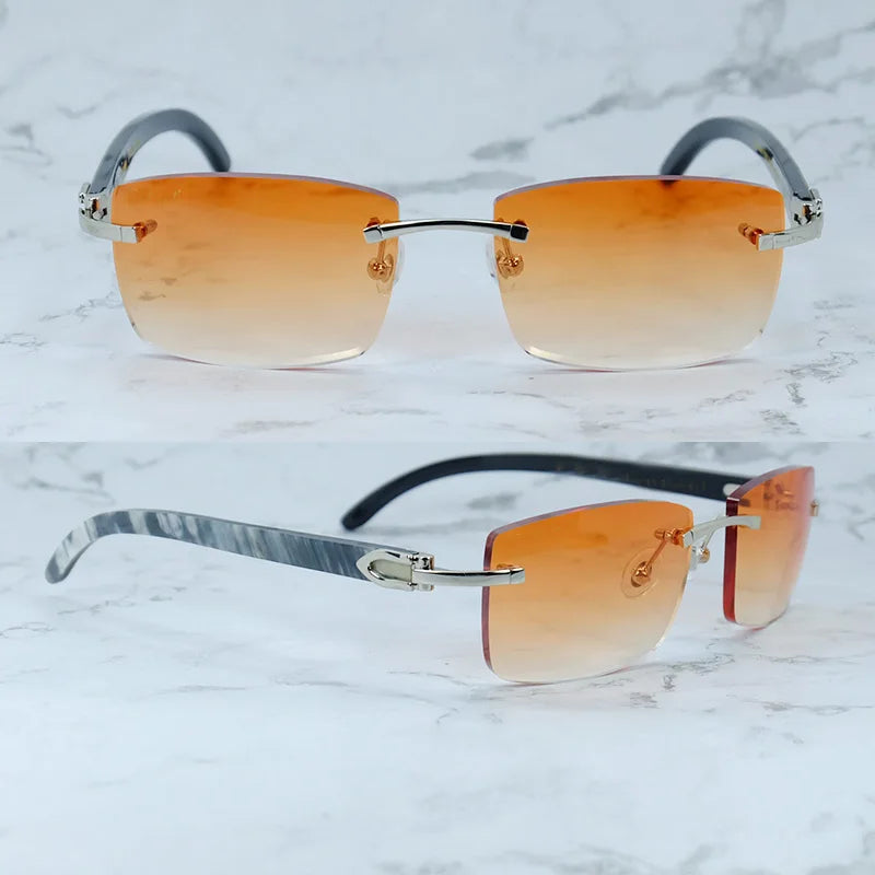 Rimless Square Buffs Vintage Sunglasses