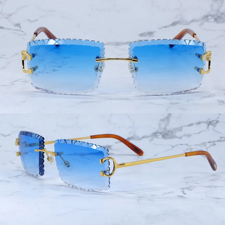 Diamond Cut Rimless Sunglasses