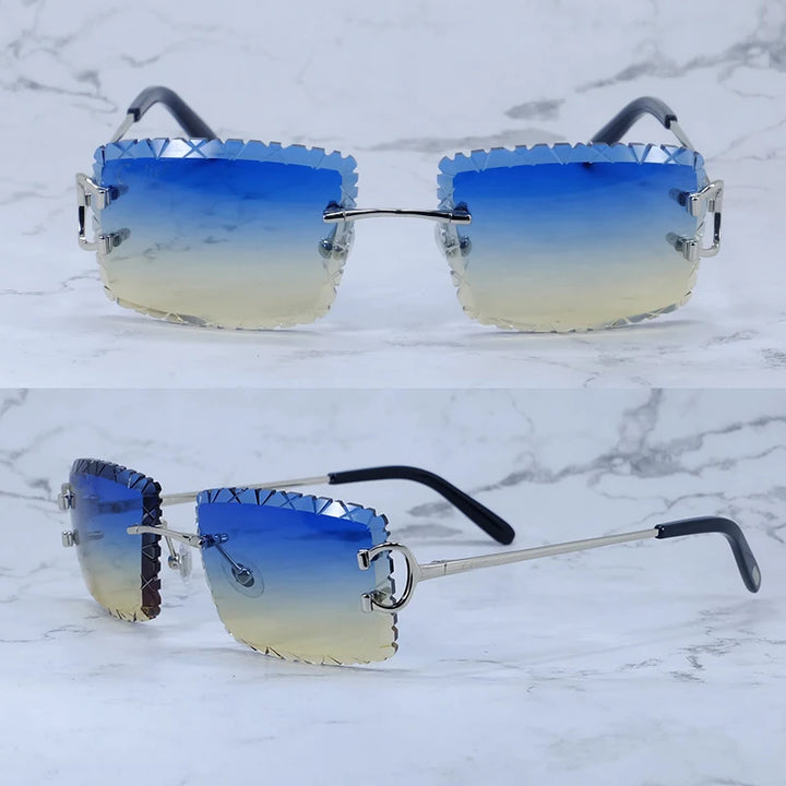 Diamond Cut Rimless Sunglasses