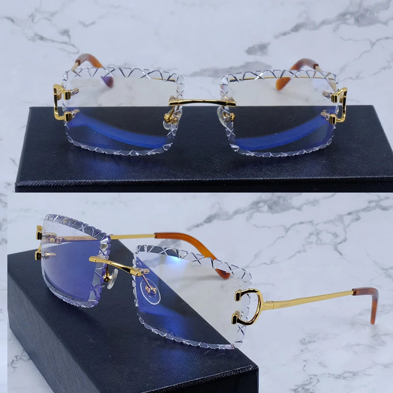 Diamond Cut Rimless Sunglasses