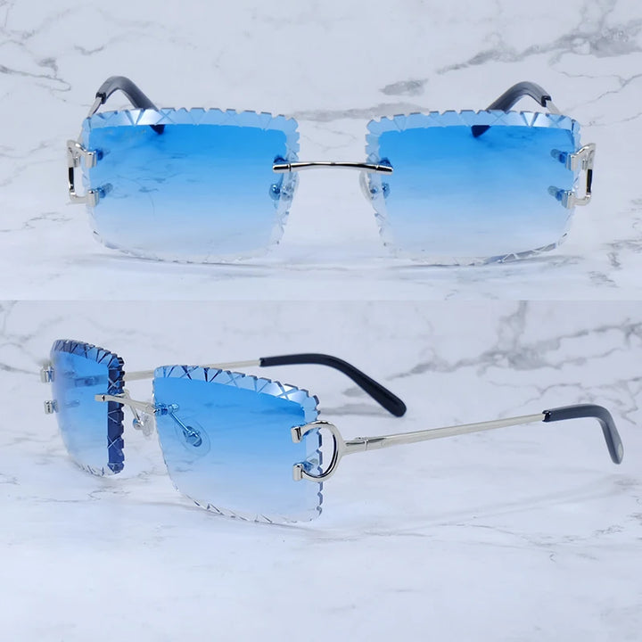 Diamond Cut Rimless Sunglasses