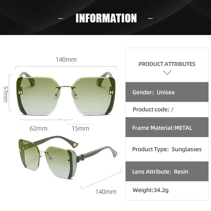 Rimless Large Frames Sunglasses