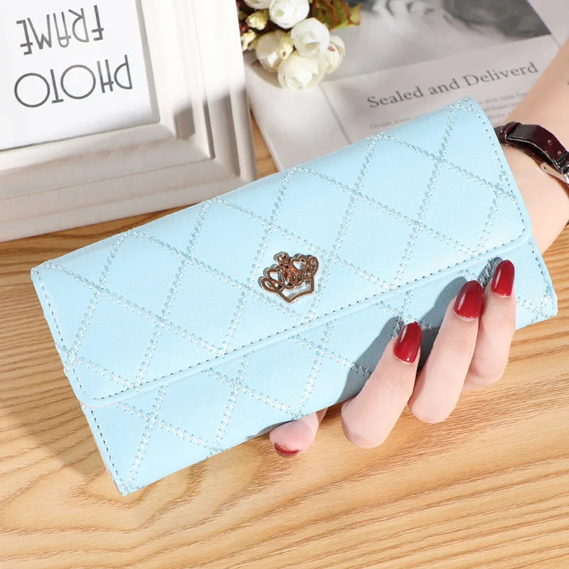 Lady Clutch Leather Plaid Wallets